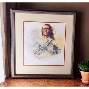 Ben Hampton The Raven 1983 Framed Art Print Vintage 17 x 16 Signed Americana